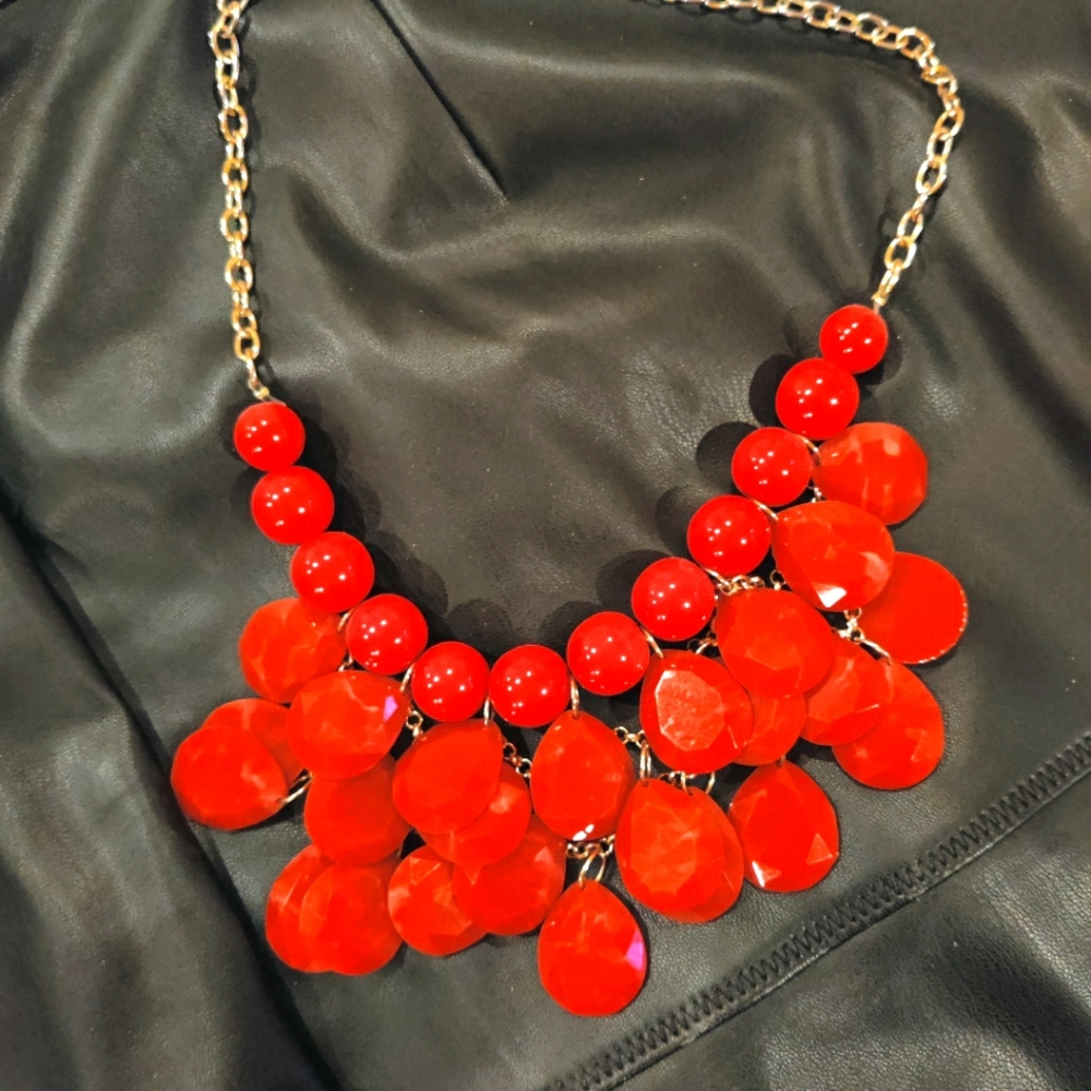 Red Statement Necklace - image 1